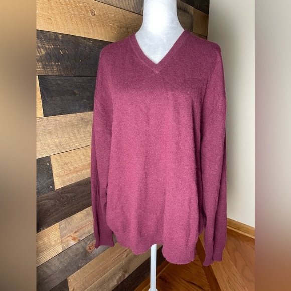 Club Room Burgundy Men’s 100% Cashmere V-Neck Sweater Size XXL - Picture 1 of 7